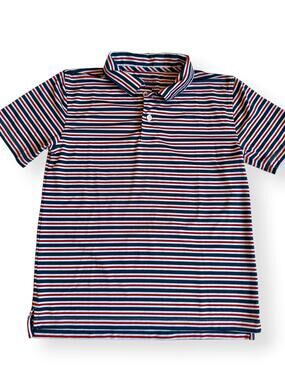 Crewcuts Boys Large 10-11 Performance Polo Shirt Red White Blue Striped